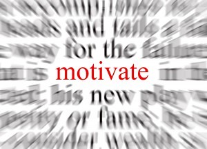 Blurred text with a focus on motivate